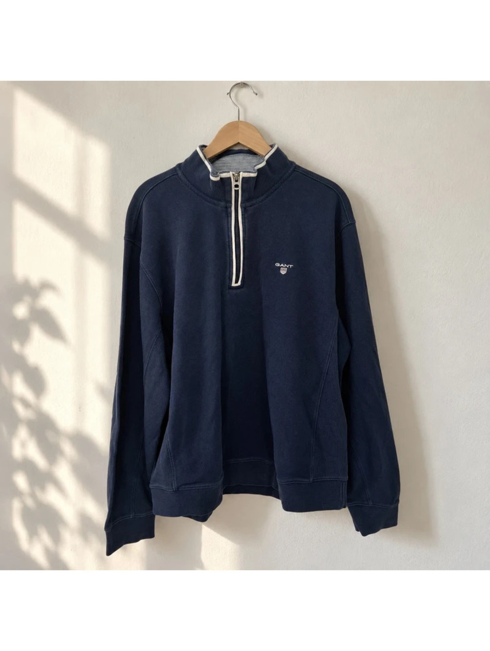 GANT Men's Navy Blue 100% Cotton Half Zip Sweatshirt Pullover XXL 2XL